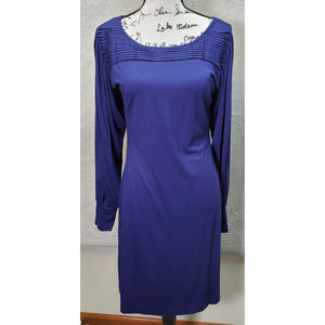 Banana Republic Deep Blue Long-Sleeve Ponte Dress